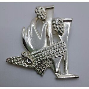 Vintage Women's High Heel Shoes Pin Brooch Pin Silver Tone New Years